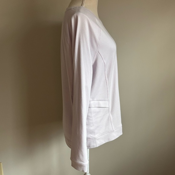 Long Sleeve Striped Tee Crew Neckline Light Purple - Picture 4 of 8
